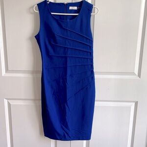 Calvin Klein Blue Ruched Sheath Dress